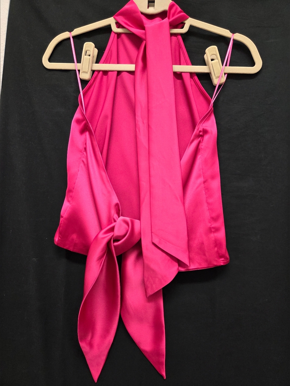 Sincerely Jules Hot Pink Satin Halter Top